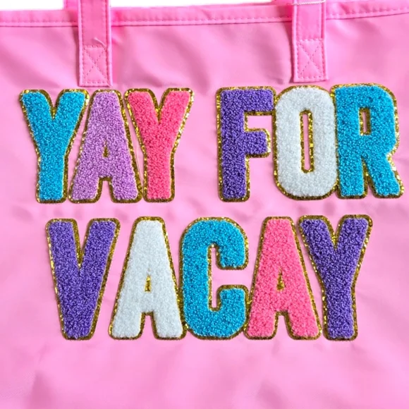 NWT Simply Southern Yay For Vacay Pink Sparklebag Tote - Picture 2 of 4